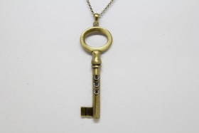 Halsband, guldfärgad kedja nyckel som hängsmycke