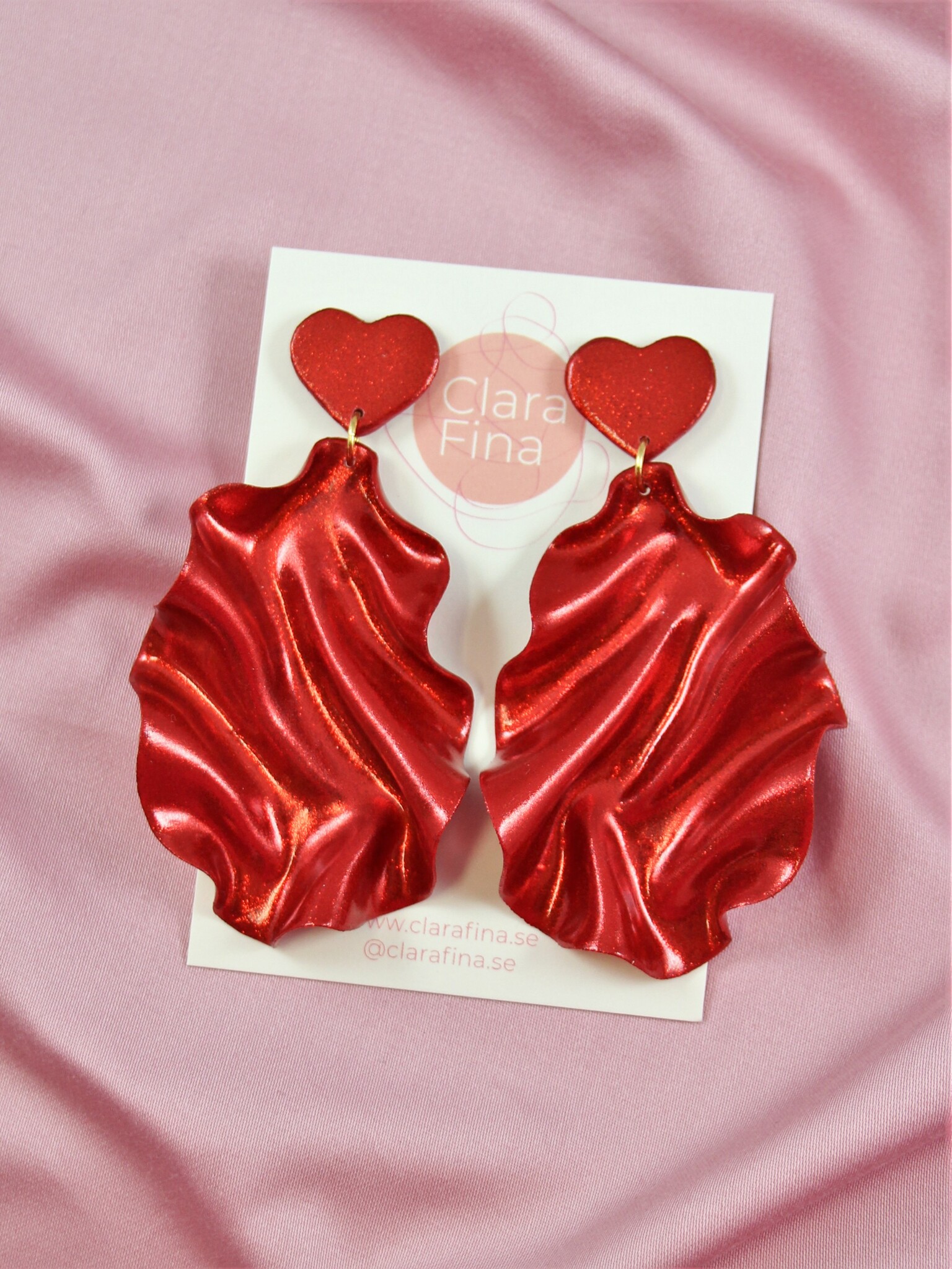 Satin Heart Top rött glitter