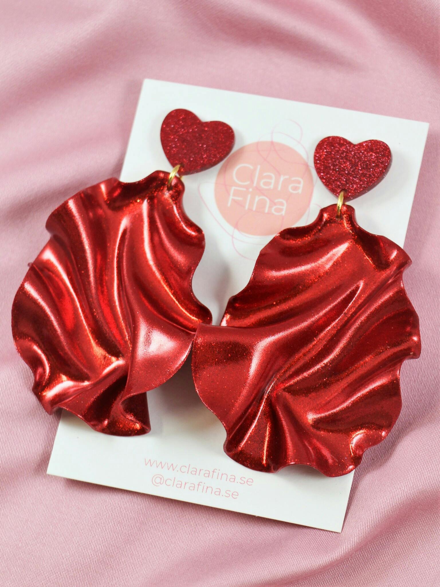 Satin Heart Top rött glitter