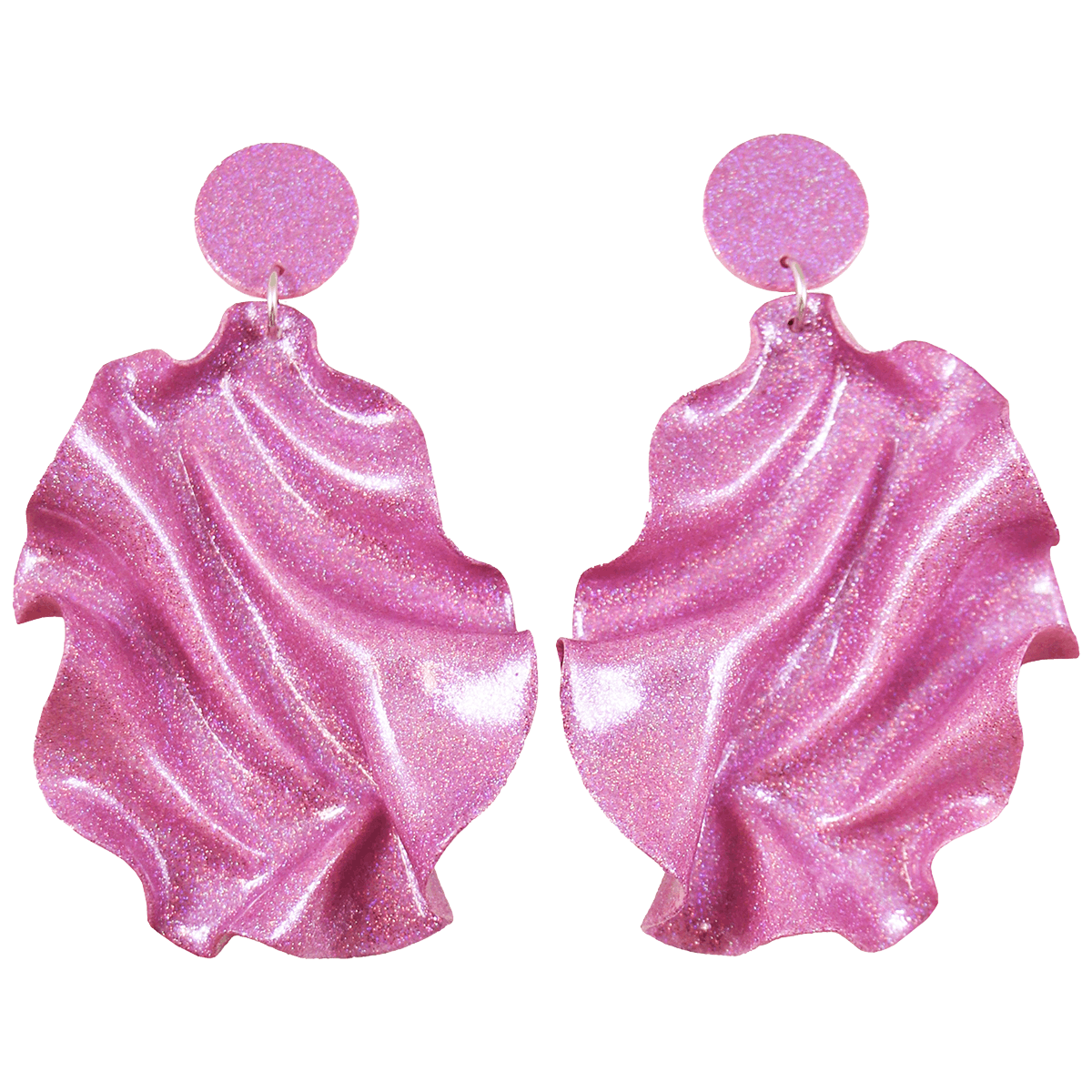 Satin round top rosa holografiskt glitter