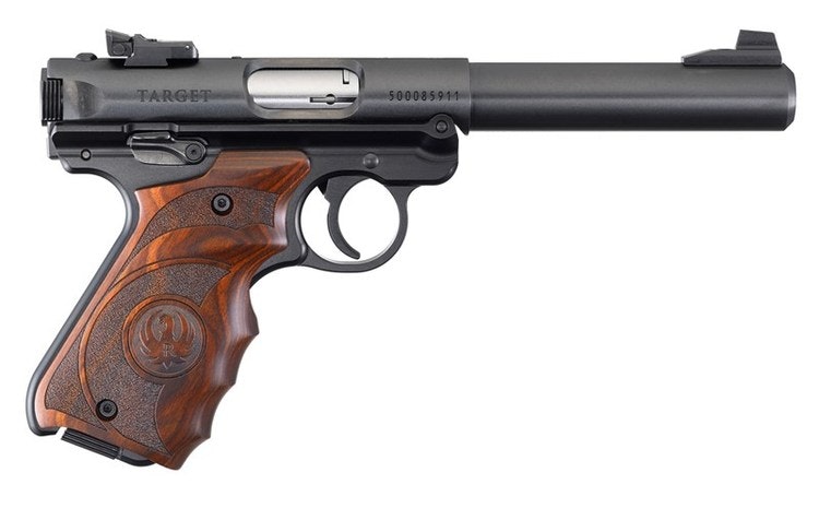 RUGER MKIV TARGET .22 LR BLÅNERAD, TRÄKOLV