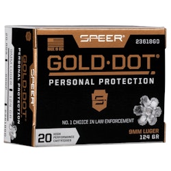 SPEER GOLD DOT PERSONAL PROTECTION AMMO 9MM LUGER GDHP 124GR