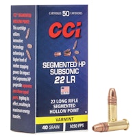 CCI RIMFIRE AMMUNITION 22 LR SEGMENTED HP SUB-SONIC 40GR