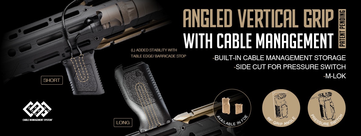 Angled Vertical Grip with Cable Management - Long M-LOK