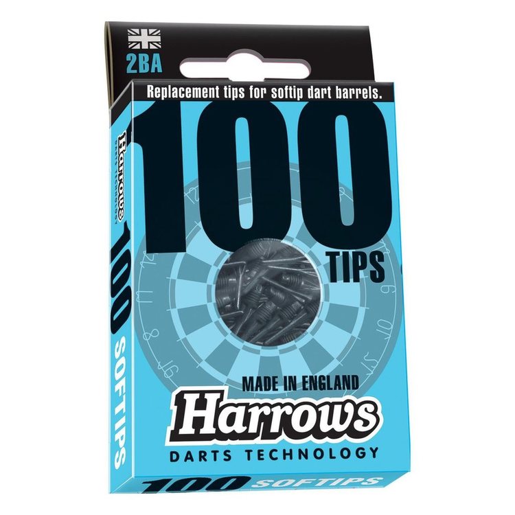 Harrows Softips 2BA 100-pack svart
