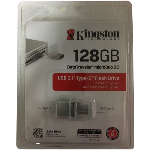 Kingston 128GB DataTraveler MicroDuo 3C USB 3.1 Type-C Flash Drive