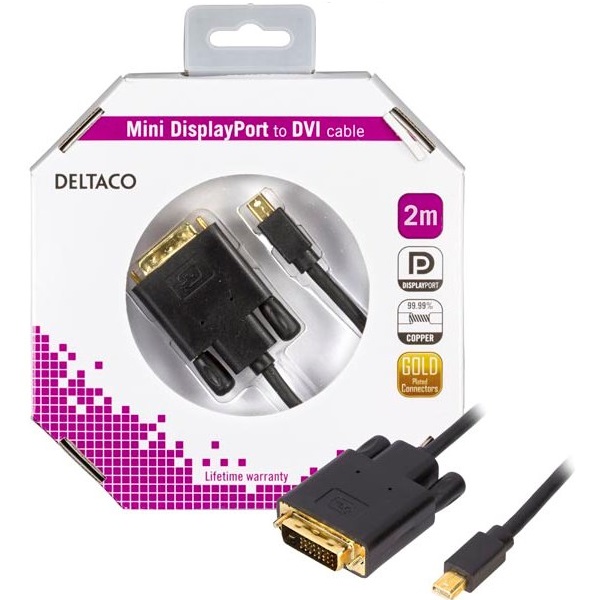 DELTACO mini DisplayPort till DVI-D Svart 2m
