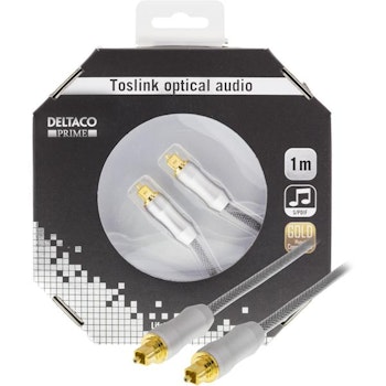 DELTACO Prime TOTO-11-K - Digital ljudkabel (optisk) - TOSLINK (han) till TOSLINK (han) - 1 m - fiberoptik - grå