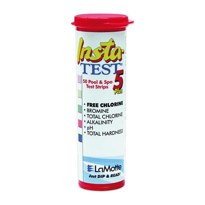 Teststickor Insta-TEST 5 Plus, fritt klor, brom, total klor, alka, pH, hårdhet