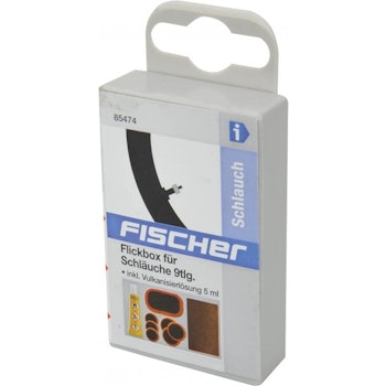 FISCHER bicycle patch box for tubes, 9-piece, repair set (bicycle breakdown set)