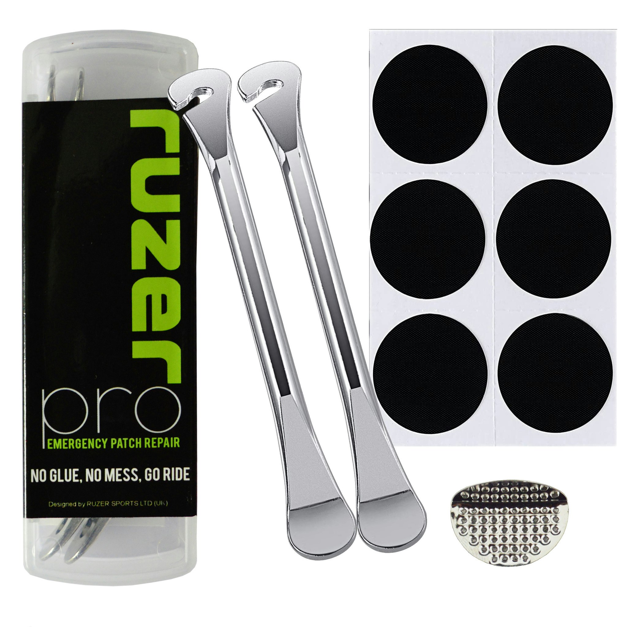 Inner Tube Repair Puncture Repair Kit Self Adhesive Glueless Patches (X6) Metal Tyre Levers (X2) Suitable For Road, Mountain Or Commuter Bikes
