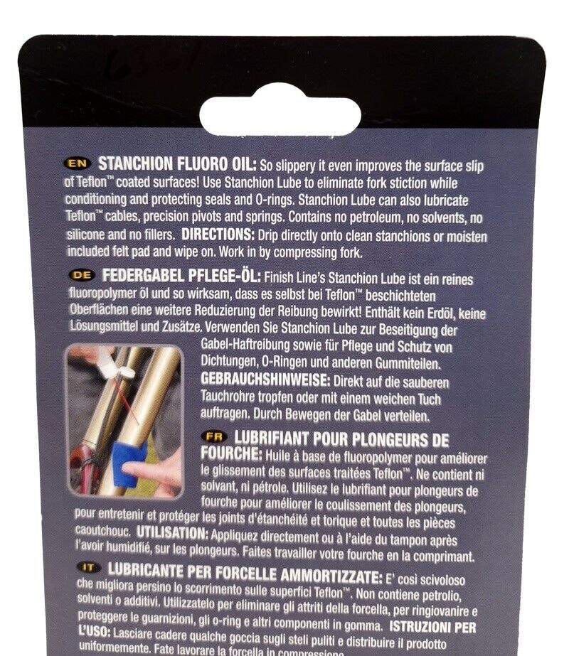Finish Line's Stanchion 100% fluoro oil, 15 g.