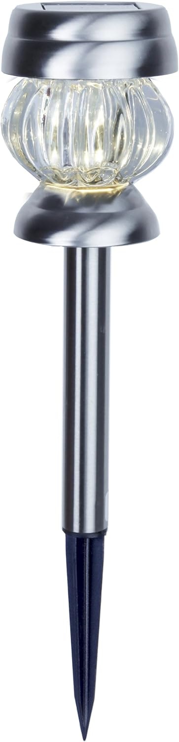 LED-Solar-Sticks Combi with Solar Panel and Rechargeable Battery - Silver (2 Pieces)