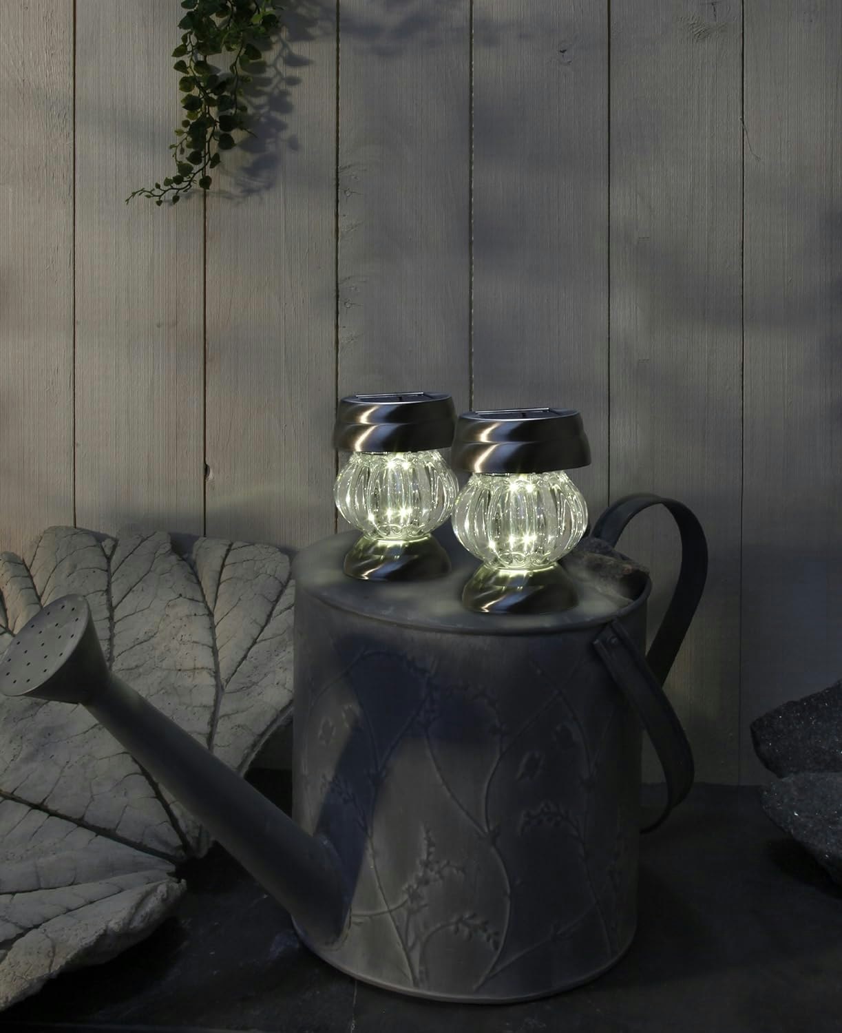 LED-Solar-Sticks Combi with Solar Panel and Rechargeable Battery - Silver (2 Pieces)