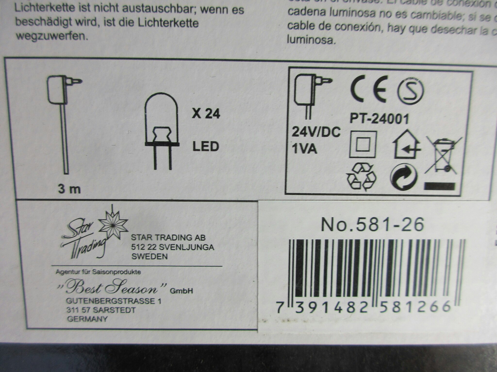 Dekorationsbelysning Rossy Vit, H 65 cm.