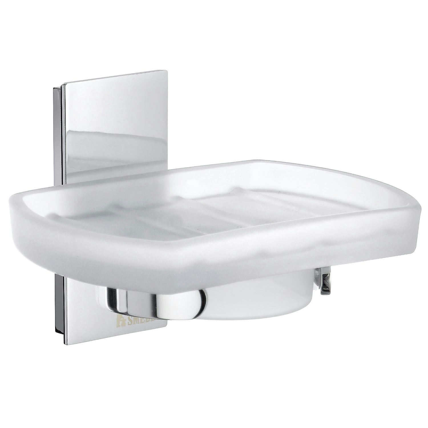 Hållare med tvålkopp i frostat glas, Smedbo POOL ZK342 Polerad krom