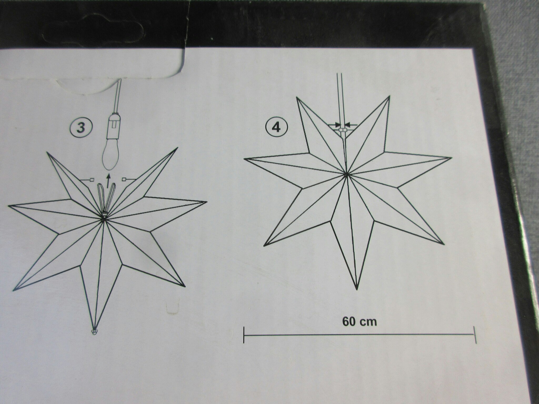 Pappersstjärna Shark Star Vit, 60 cm.