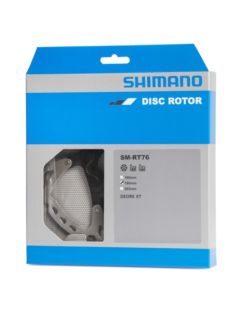 Shimano bromsskiva RT76 med internationell 6 bults infästning.
