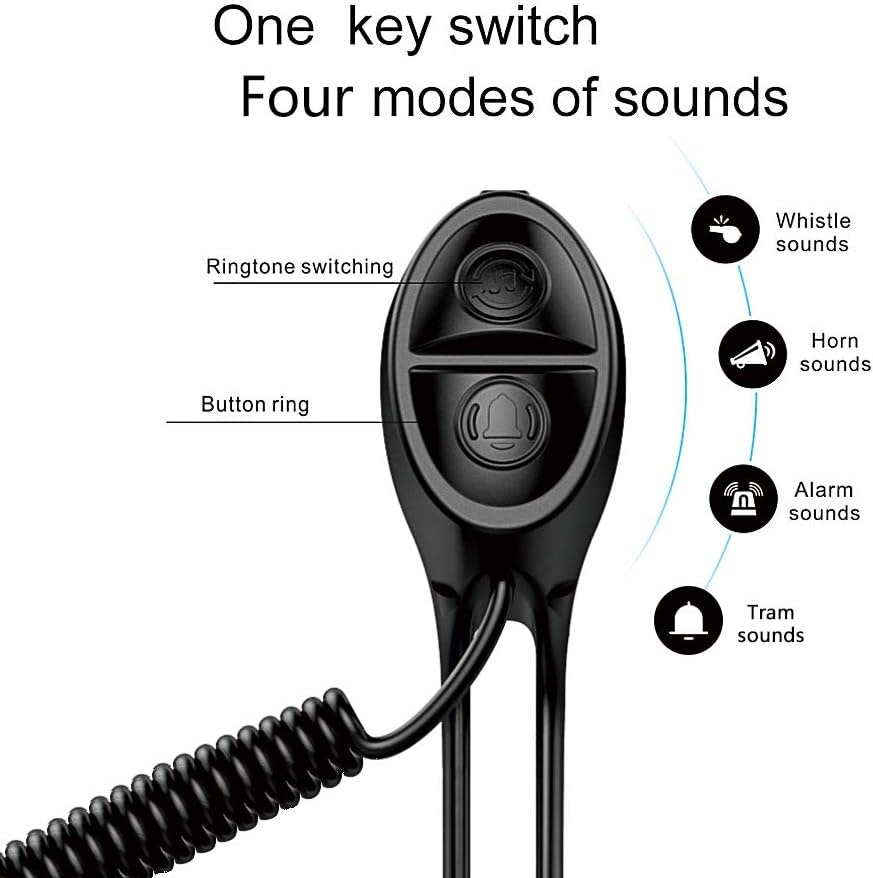 Elektrisk ringklocka med 4 ljudlägen, 100‑120 dB, svart