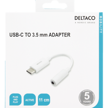 Deltaco USB-C till 3,5 mm adapter, stereo 11cm