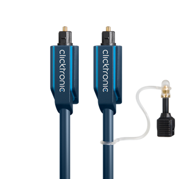 Clicktronic Toslink fiberoptisk kabel, 3,5mm adapter. 2m