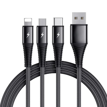 SiGN 3-in-1 Kabel Lightning, USB-C, Micro-USB, 3A, 1.2m - Svart