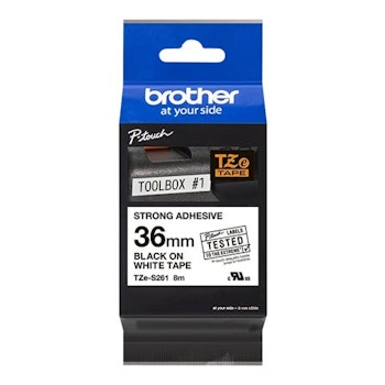 Brother TZe-261 etikett-tejp 36 mm svart på vitt