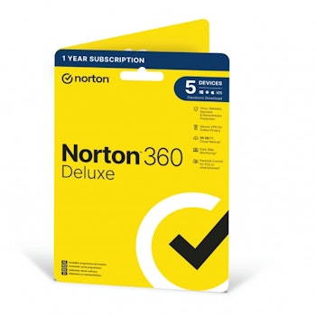 NORTON 360 Deluxe Antivirus Software, 5 Devices 1 Year
