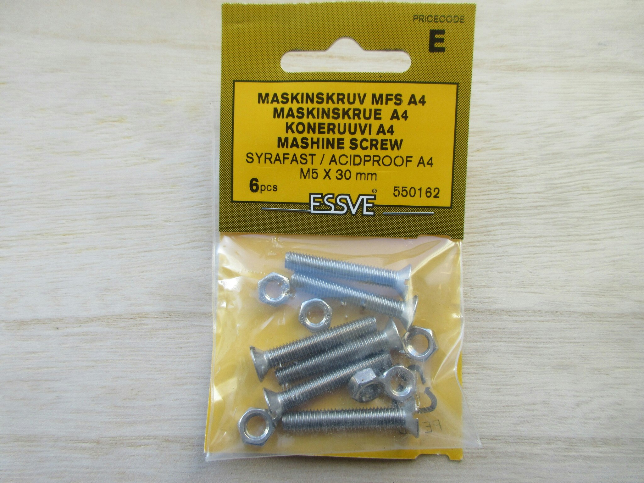 ESSVE Maskinskruv MFS A4 Syrafast M5x30 mm. 6 st.