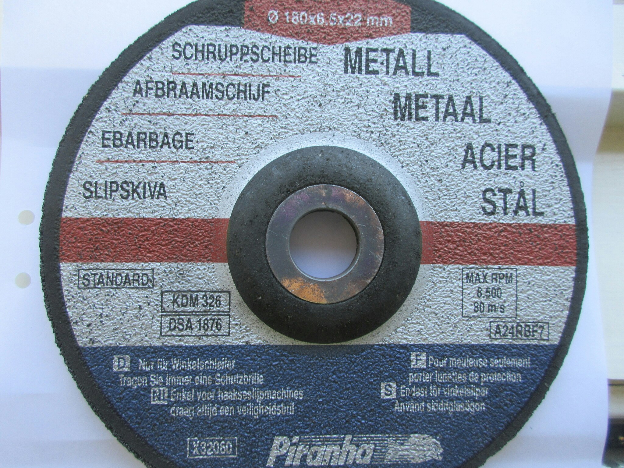 Piranha Slipskiva Stål 180x6,5x22 mm
