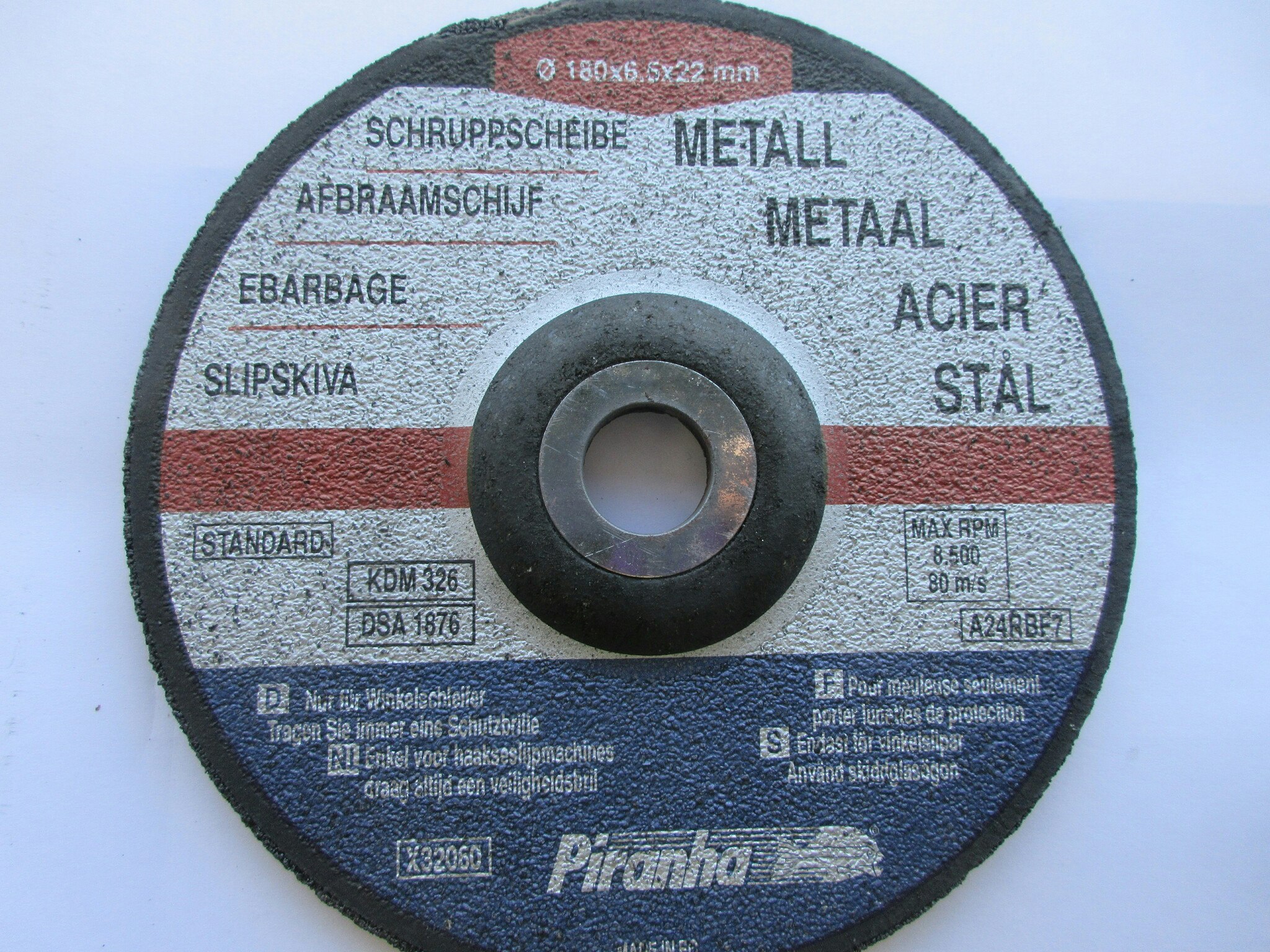 Piranha Slipskiva Stål 180x6,5x22 mm