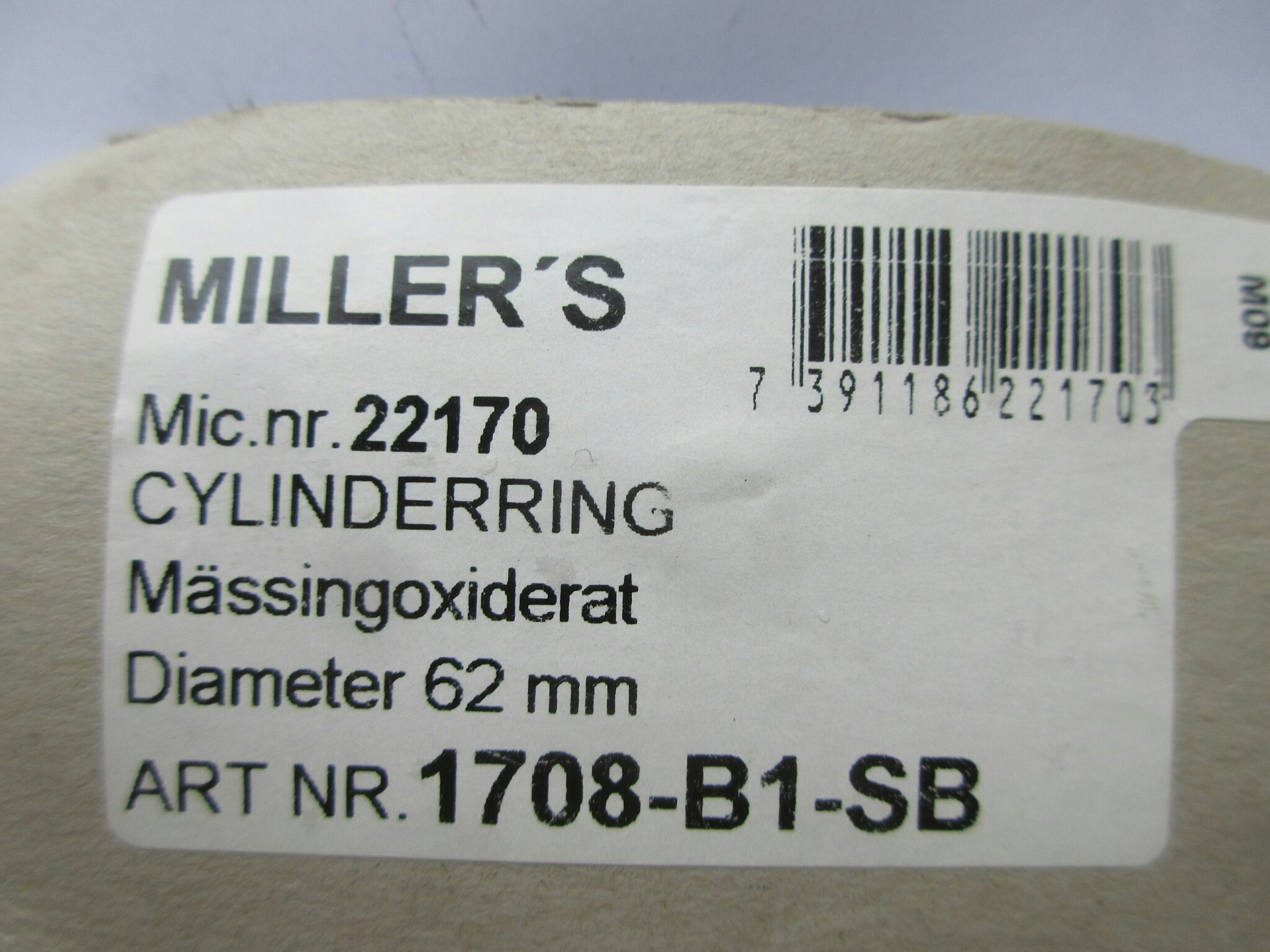 Millers Cylinderring Mässingoxiderat, 22170