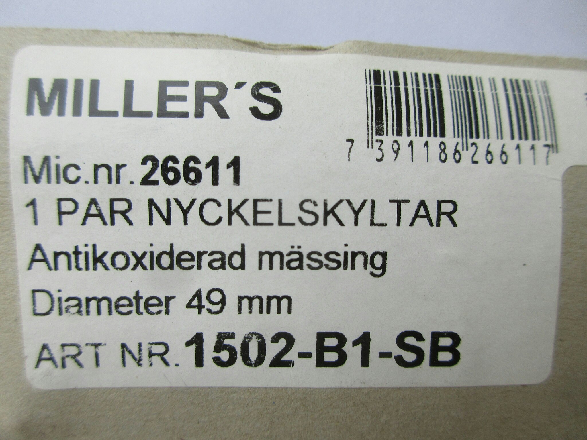 Millers Nyckelskylt Antikoxiderad mässing 26611