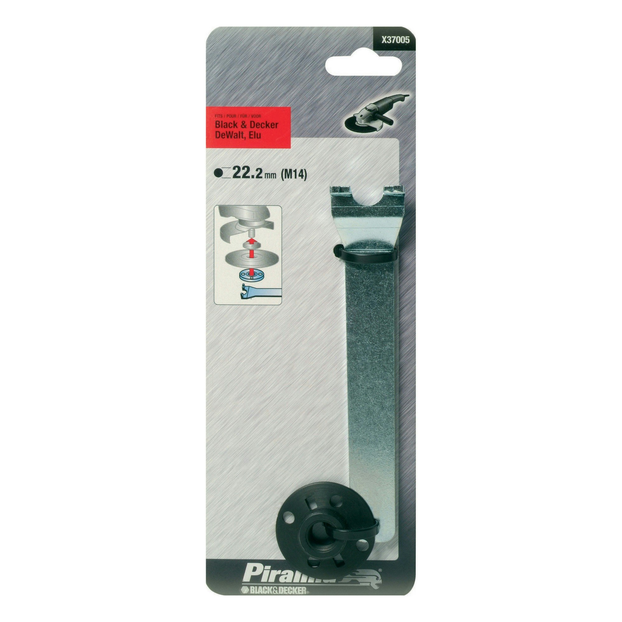 Piranha fläns med nyckel för stödplatta M14. 22,2 mm. X37005