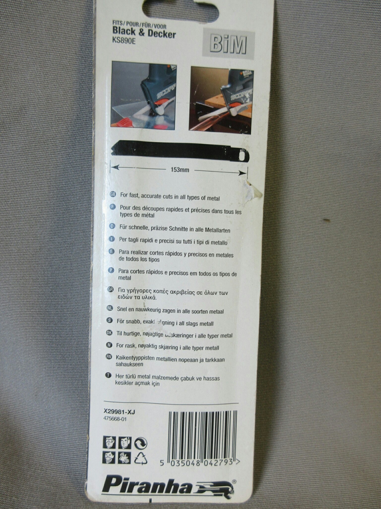 Black & Decker X29981 Scorpion Saw Blade BiM For Metal