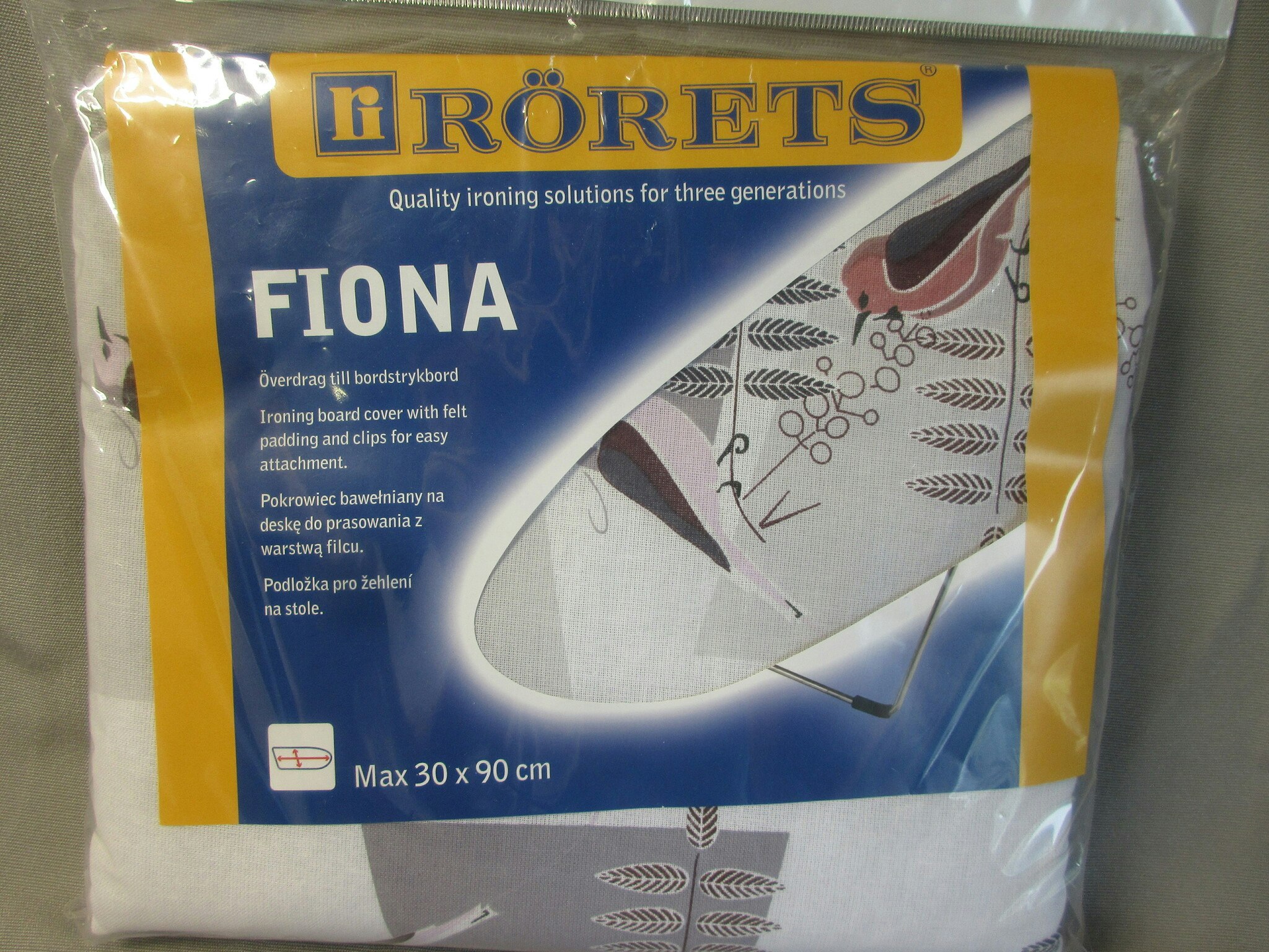 Rörets Överdrag Fiona till bordsstrykbord 30x90 cm. Löv