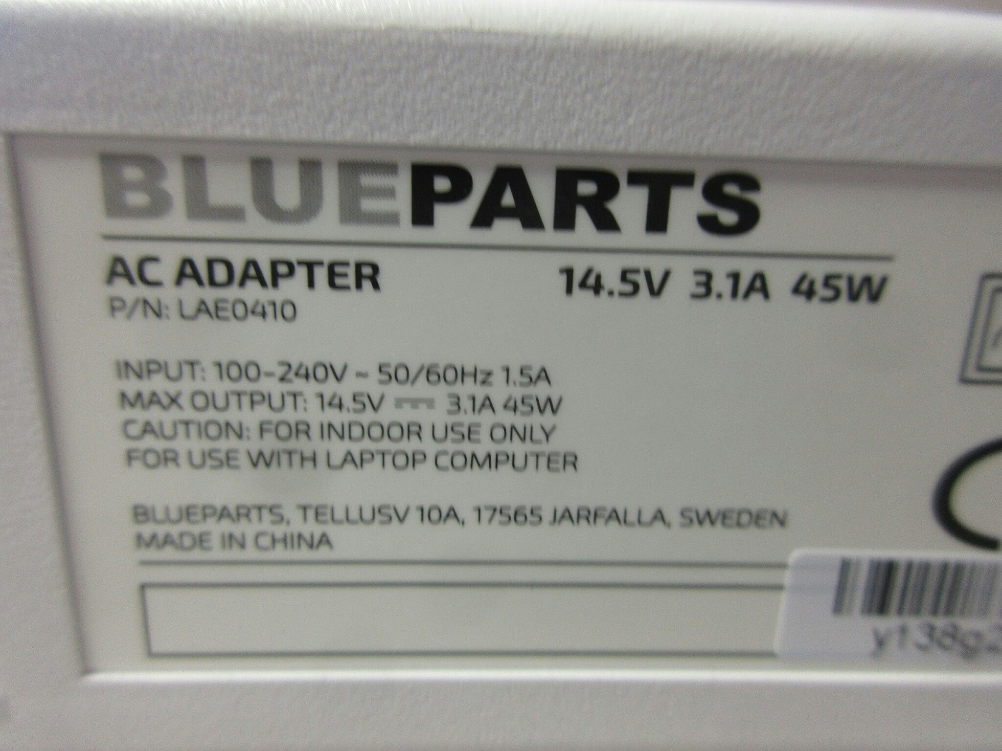 Blueparts Laptop AC Adapter 14.5V 3.1A 45W