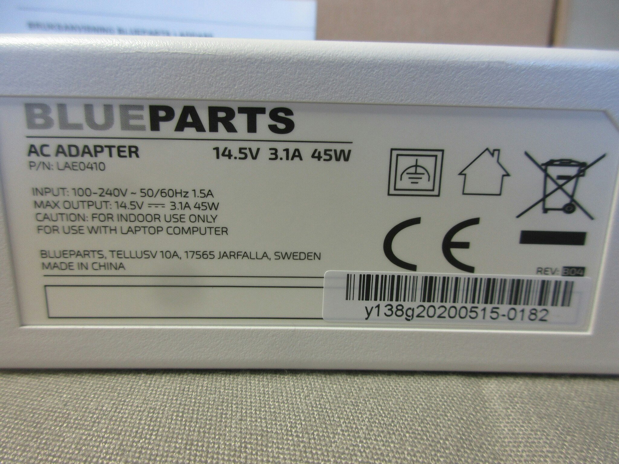 Blueparts Laptop AC Adapter 14.5V 3.1A 45W