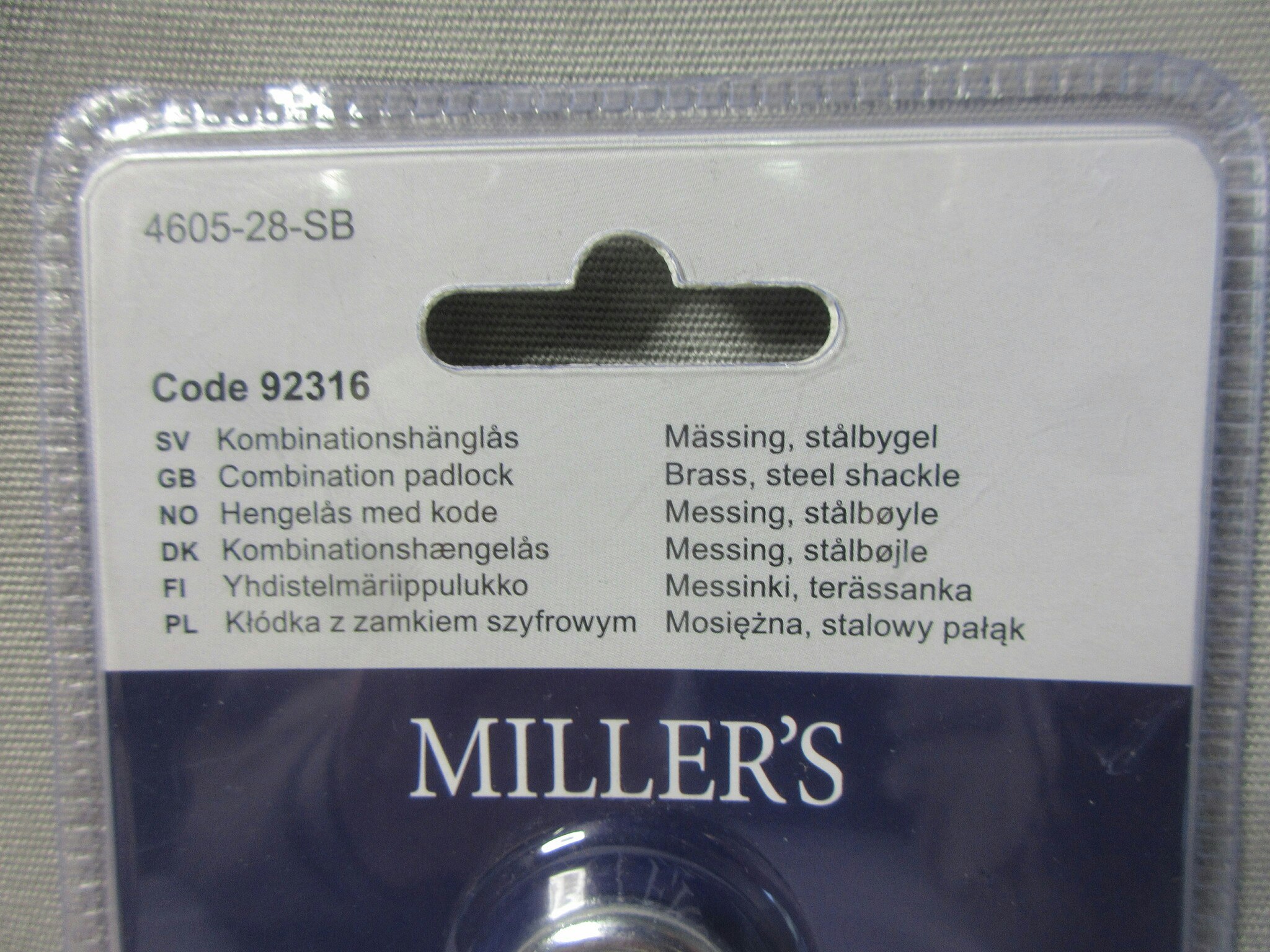 Miller’s Kombinationshänglås Mässing 4605-28-SB.