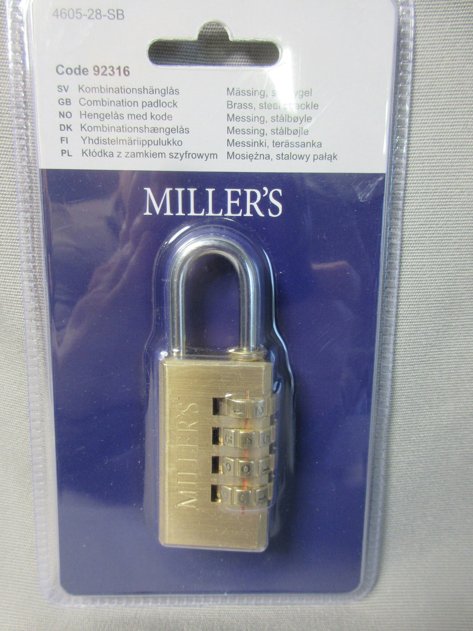 Miller’s Kombinationshänglås Mässing 4605-28-SB.