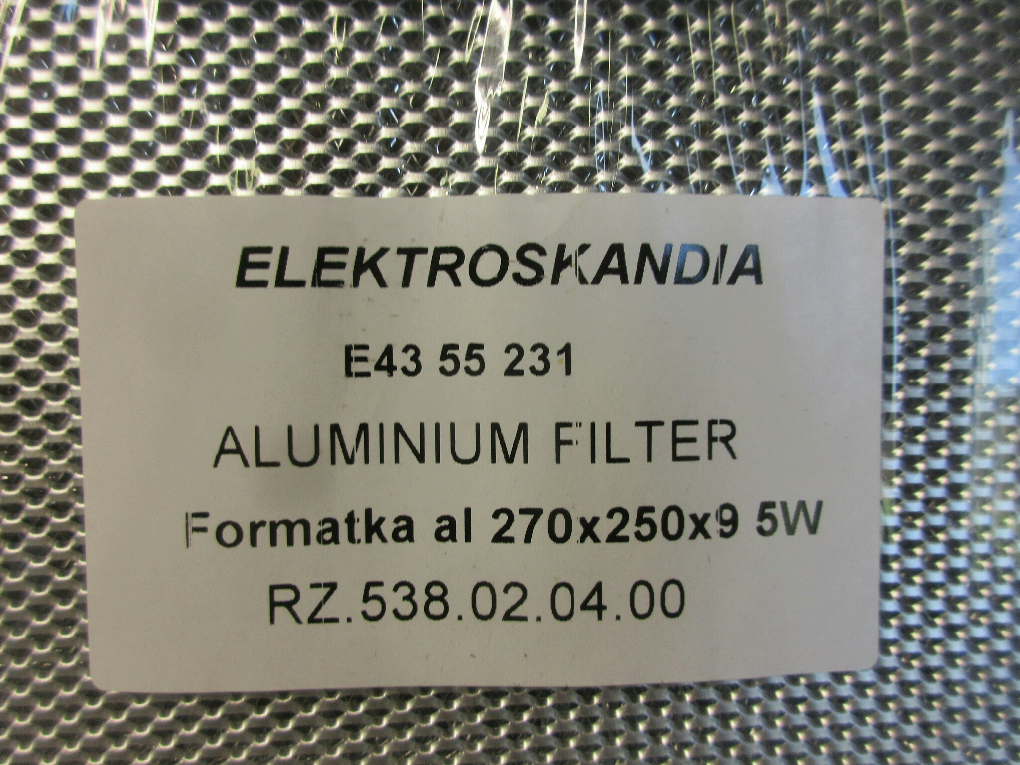 Elektroskandia fettfilter Alu. E4355231
