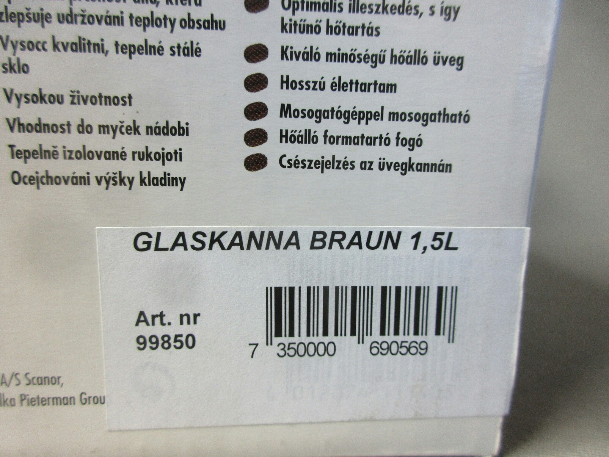 Braun Glaskanna 1,5L. Artnr 99850