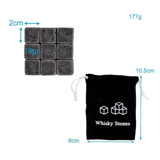 Whiskeystenar 9x iskuber kylstenar Kylkuber (grå)
