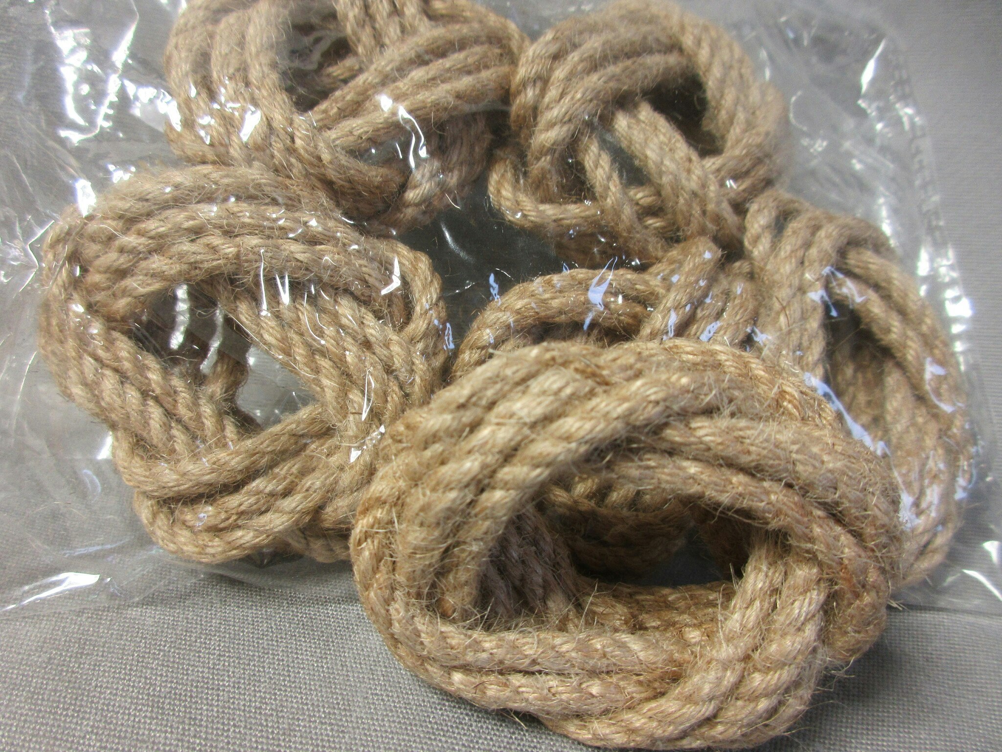 Servettringar Jute 6 st.