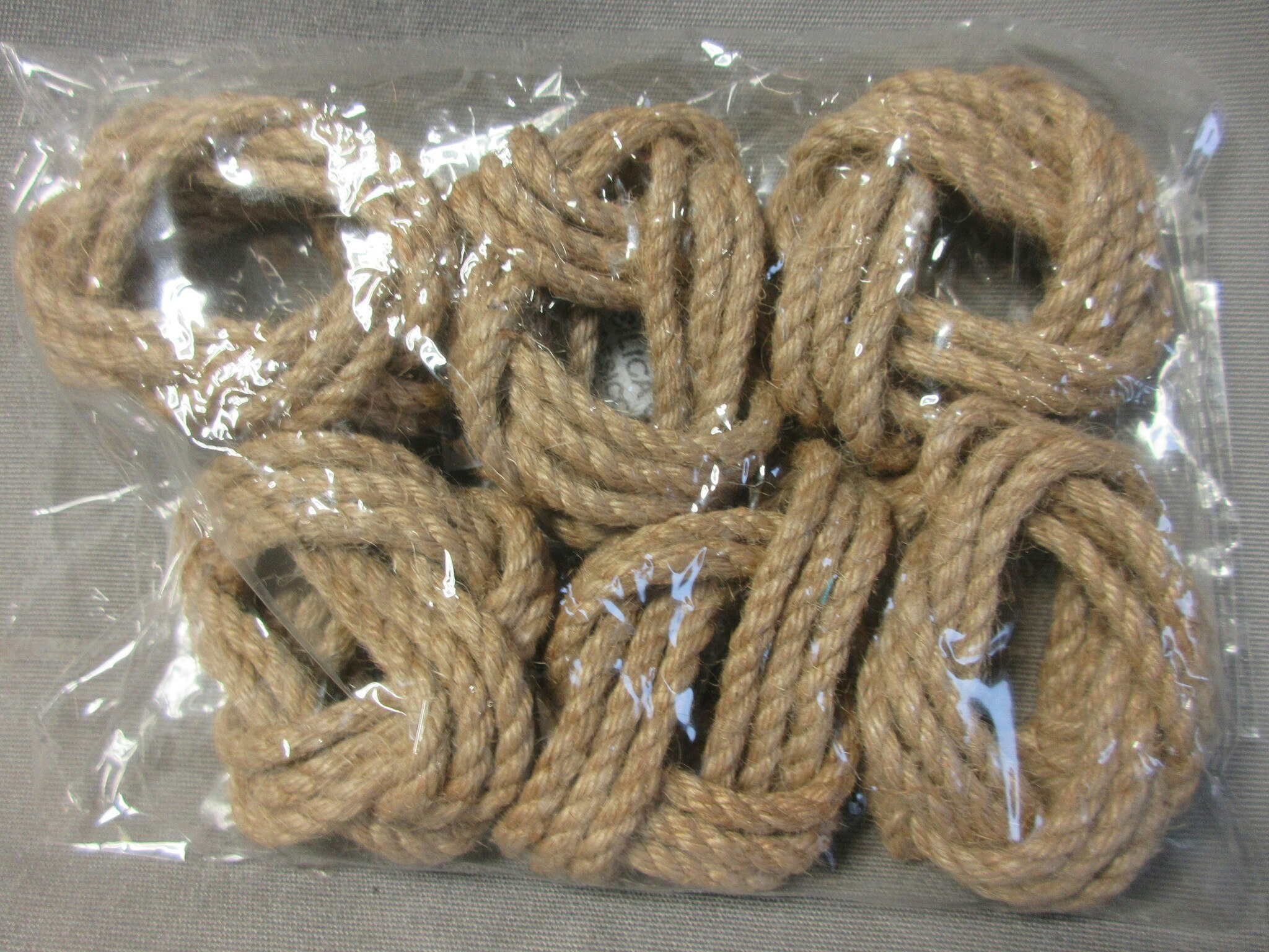 Servettringar Jute 6 st.