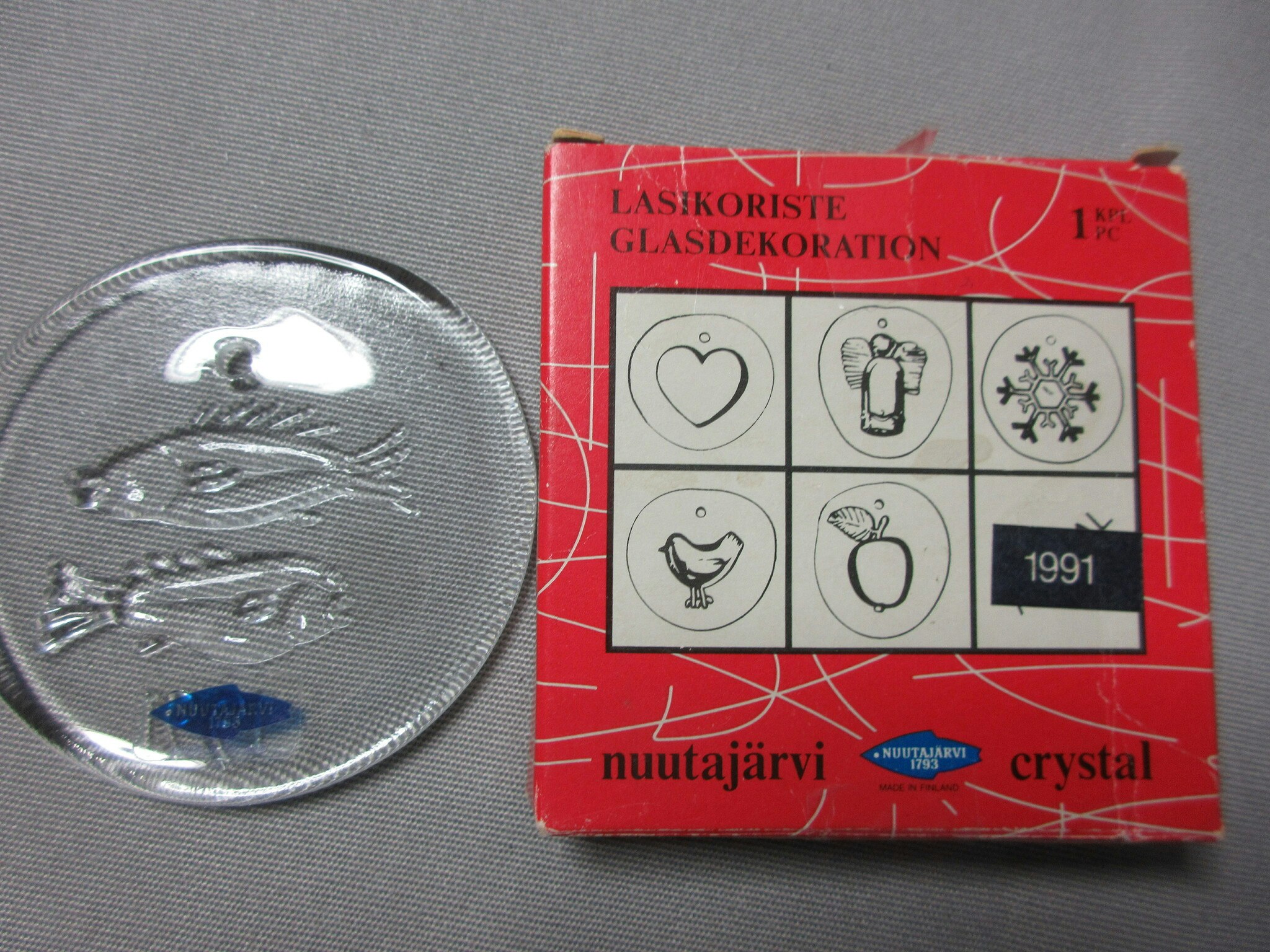 ittala Nuutajärvi Crystal Dekoration Fiskar 1991
