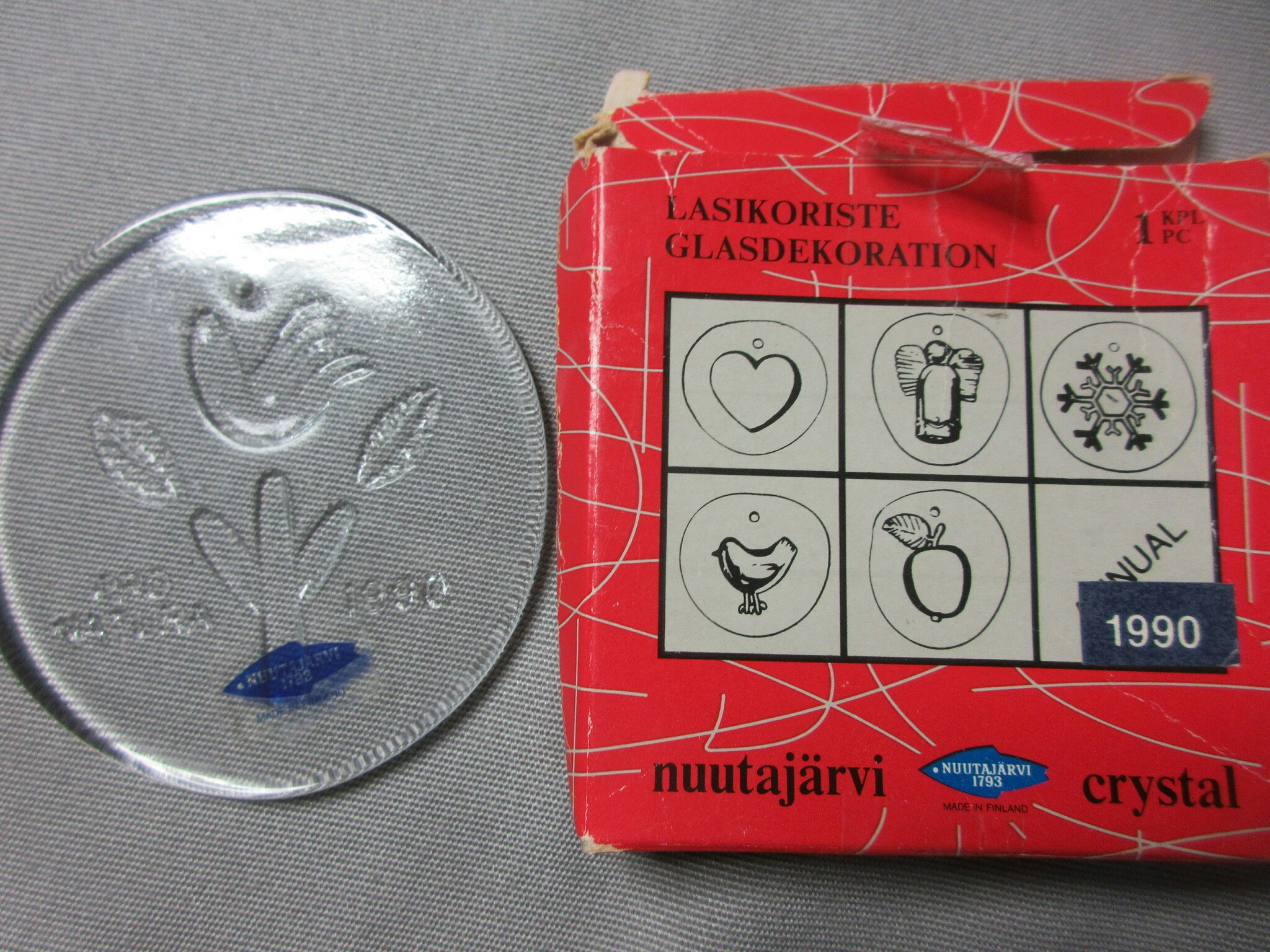 ittala Nuutajärvi Crystal Dekoration Fågel 1990