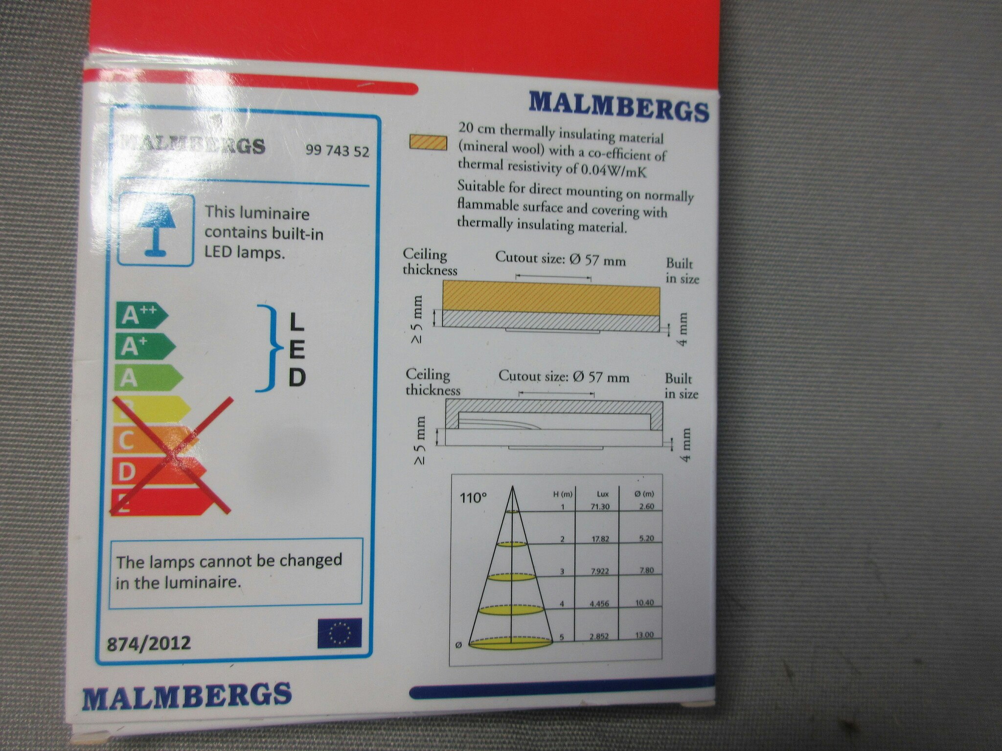 Malmbergs MD-305 LED Downlight 2,2W. 9974352