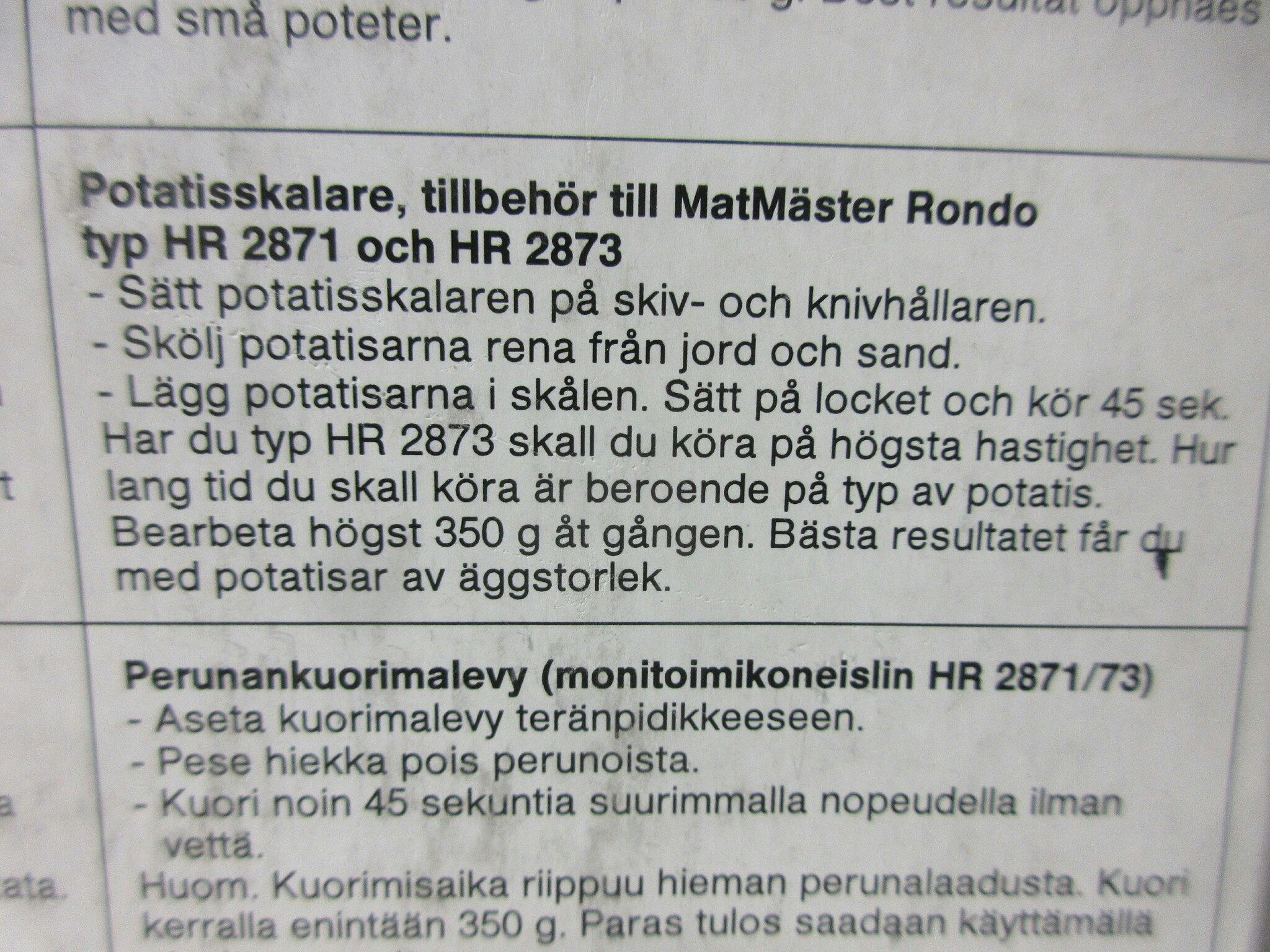 PHILIPS Potatisskivare HR2920