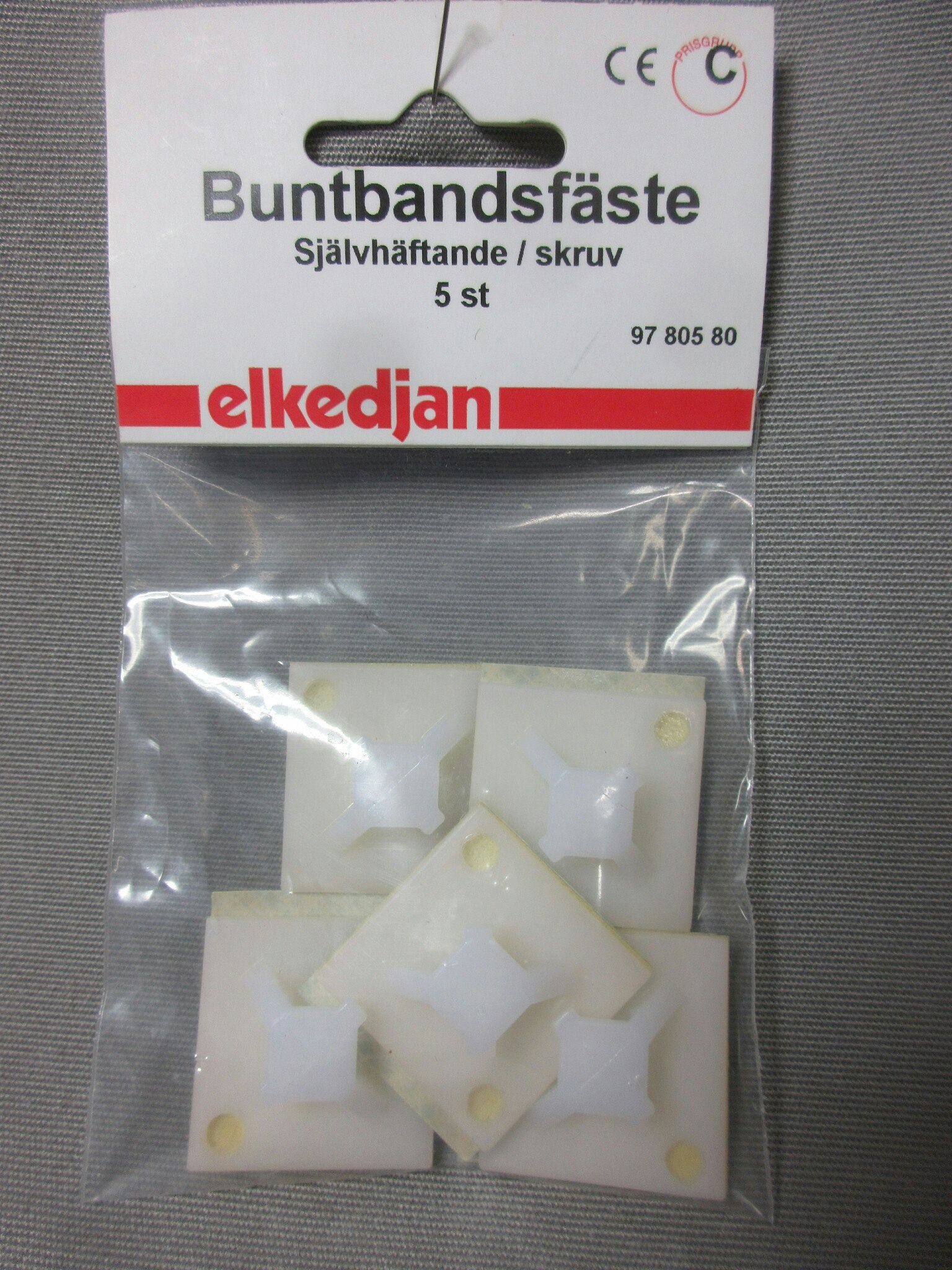 Buntbandsfäste självhäftande/skruv  5 st.